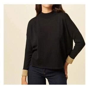 Sessun Women's Massa Merino Wool Mockneck Sweater In Black Size S NWT
